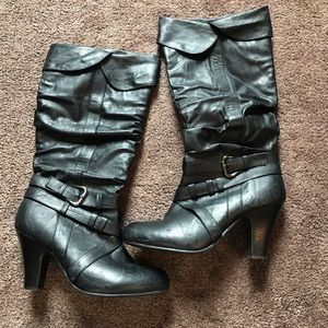 Black leather boots